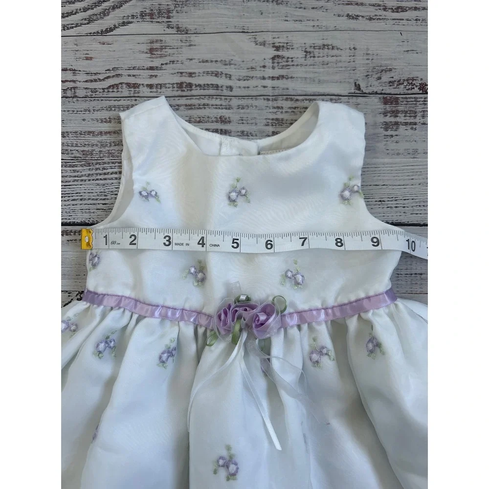 Youngland‎ Baby Girl White Purple Floral Embroidered Dress 18M Special Occasion